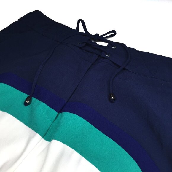 John John Black Wide Leg Colorblock 80s 90s Lightweight Striped High-Waist Pants - Picture 9 of 9